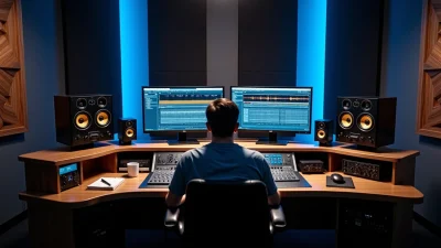 Engineer working in a pro studio with mixing screens and monitors, illustrating the best online music mastering workflow