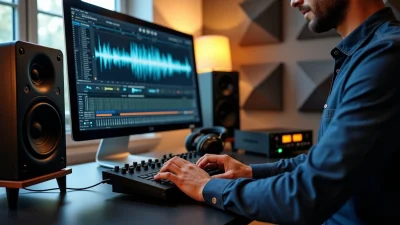 Audio mastering studio with engineer using DAW software and studio monitors for precise dithering mastering processing