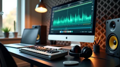techno mastering checklist displayed on a studio screen with MIDI keyboard, headphones, and speakers to optimize sound quality and mix clarity